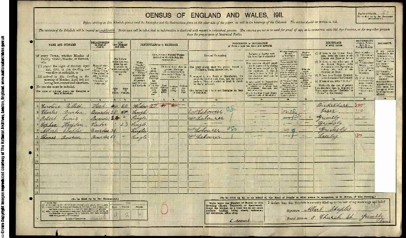 Hayden (Sophia) 1911 Census